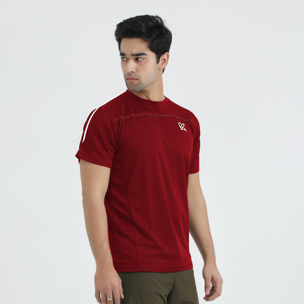 Thrive Maroon dry fit  T-Shirt for man by konfor 