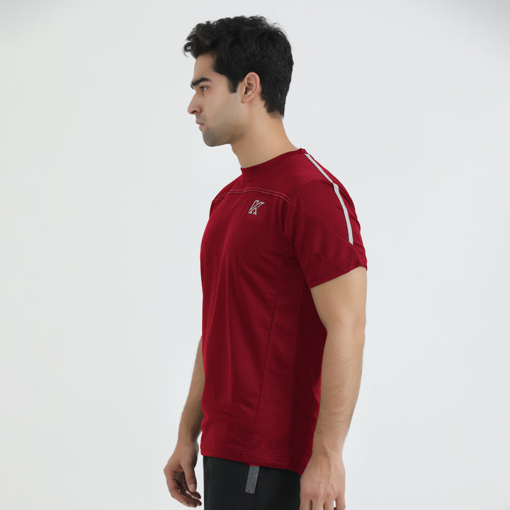 Thrive Maroon dry fit  T-Shirt for man by konfor 
