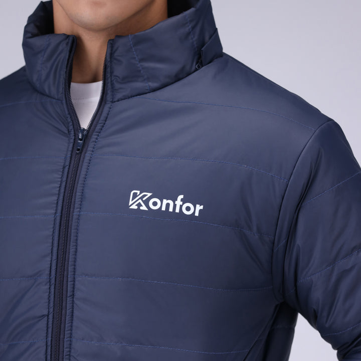 Togs blue puffer jacket for men, insulated and stylish winter wear.