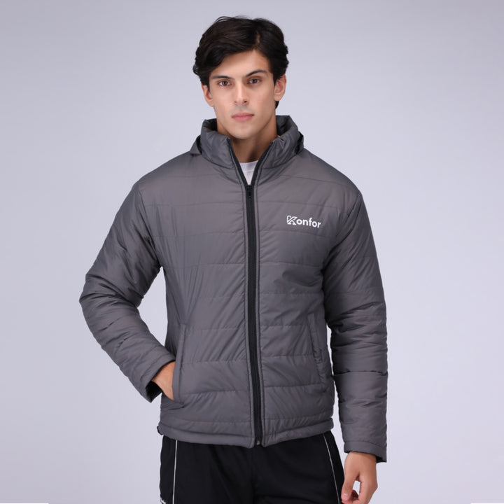Togs Grey Full Sleeve Puffer Jacket