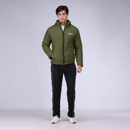 Togs olive full sleeve puffer jacket for men, warm lightweight winter coat.