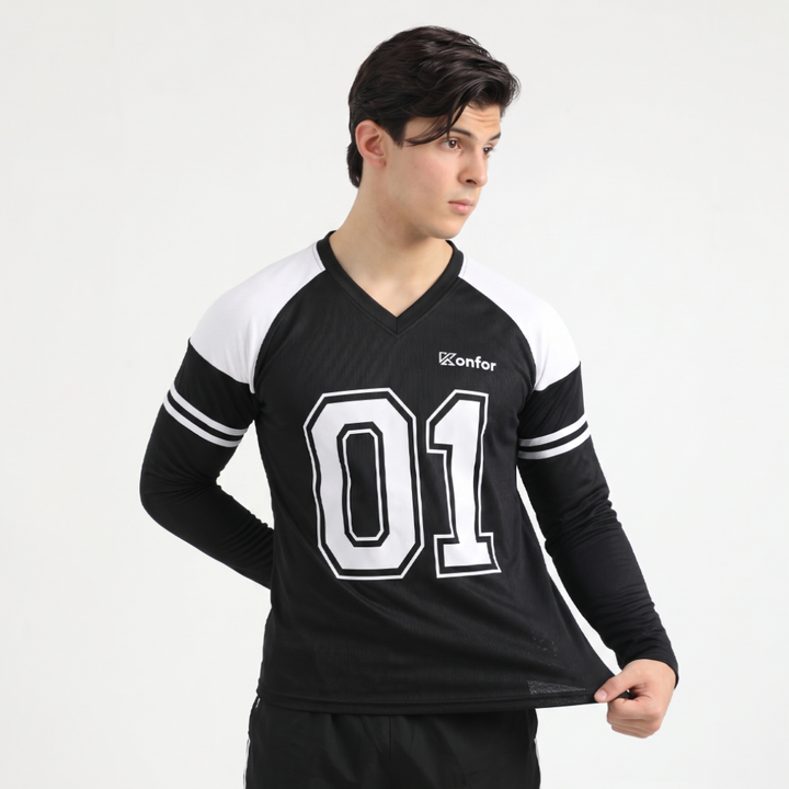Football Sport Black Full Sleeve T-Shirt