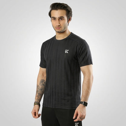 Zyron Mesh Black T-Shirt for Men