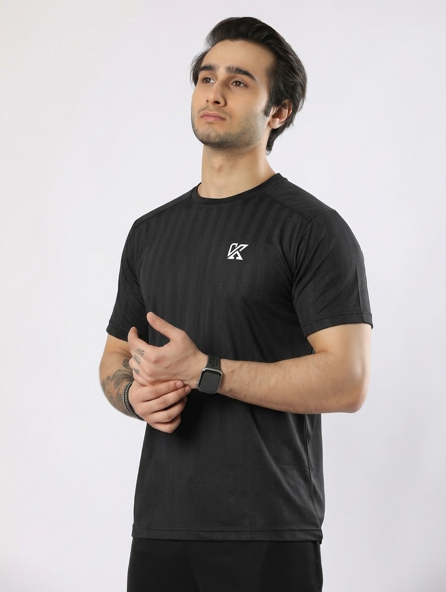 Zyron Mesh Black T-Shirt for Men