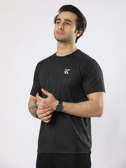 Zyron Mesh Black T-Shirt for Men