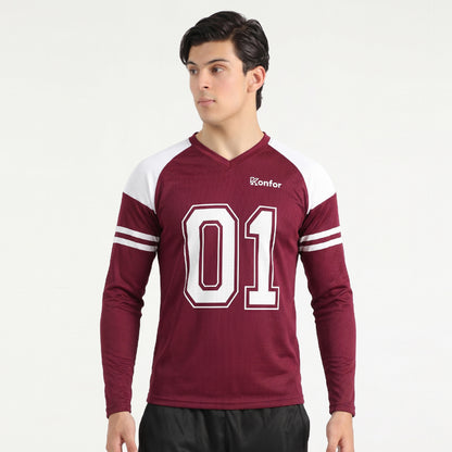 Football Sport Mahroon Full Sleeve T-Shirt
