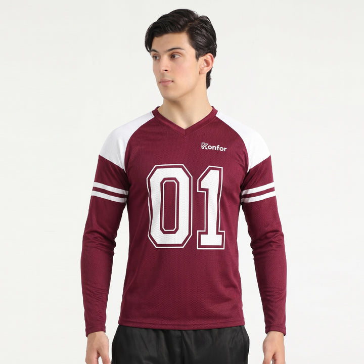 Football Sport Mahroon Full Sleeve T-Shirt