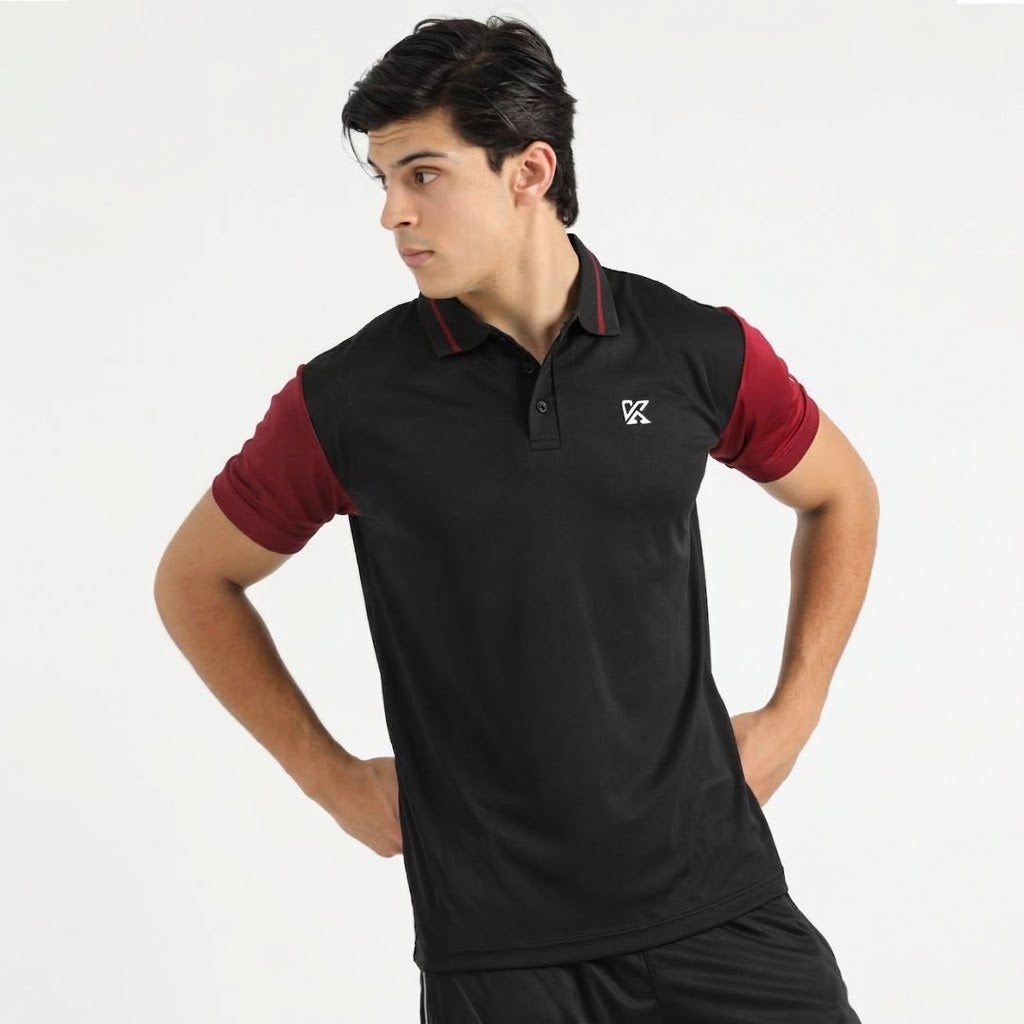 Attire Black Dri-fit Polo Shirt