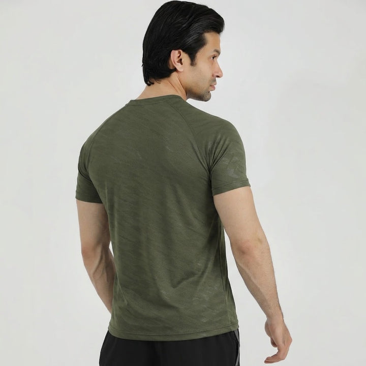 Terox Geometric Mesh Green T-Shirt for Men