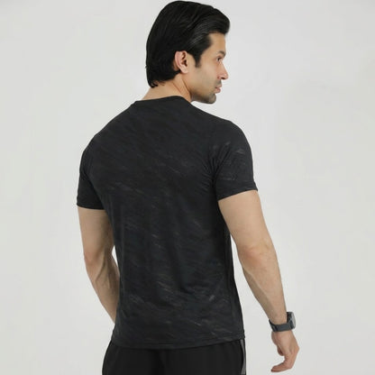 Terox Geometric Mesh Black T-Shirt For Man