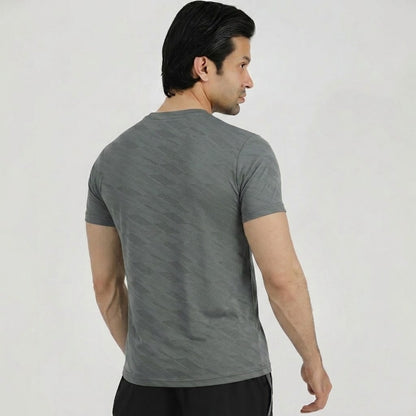 Terox Geometric Mesh Grey T-Shirt for Men