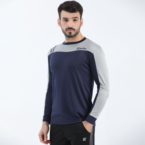 Fidora Mesh blue and grey  Full Sleeve dry fit T-Shirt for man by konfor 