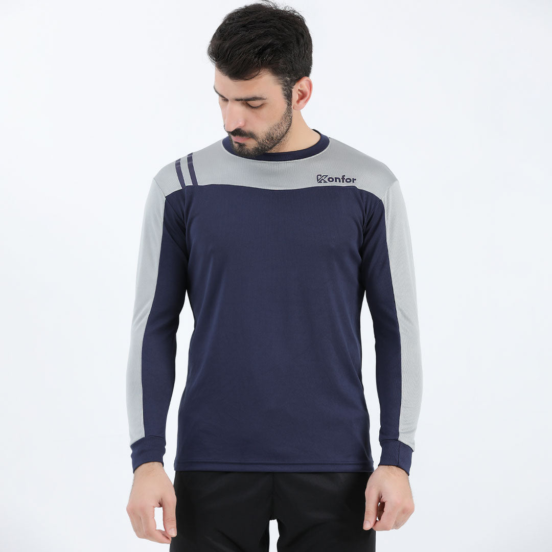 Fidora Mesh blue and grey  Full Sleeve dry fit T-Shirt for man by konfor  