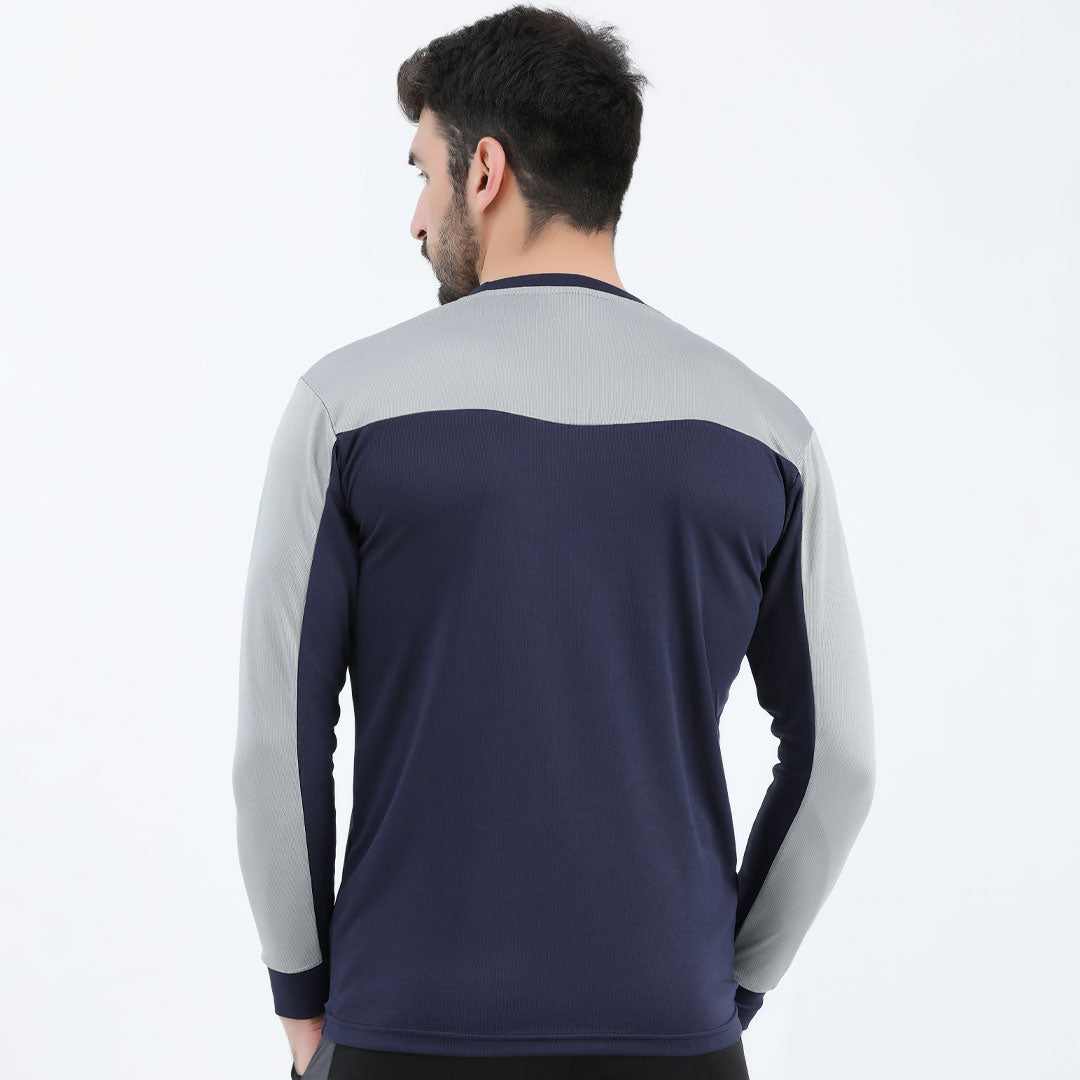 Fidora Mesh blue and grey  Full Sleeve dry fit T-Shirt for man by konfor 