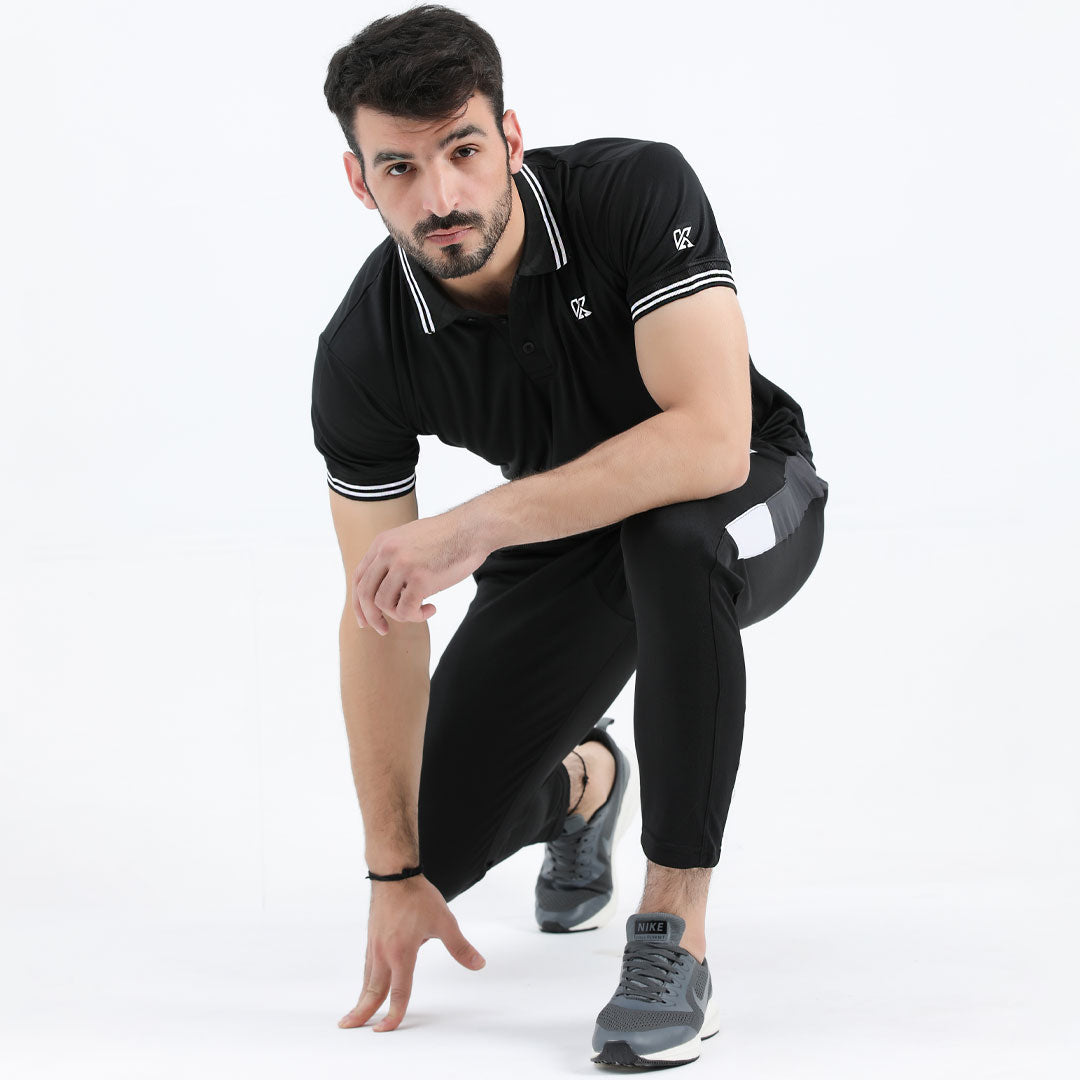 Hex Black Dri-fit Polo Shirt for man by konfor 