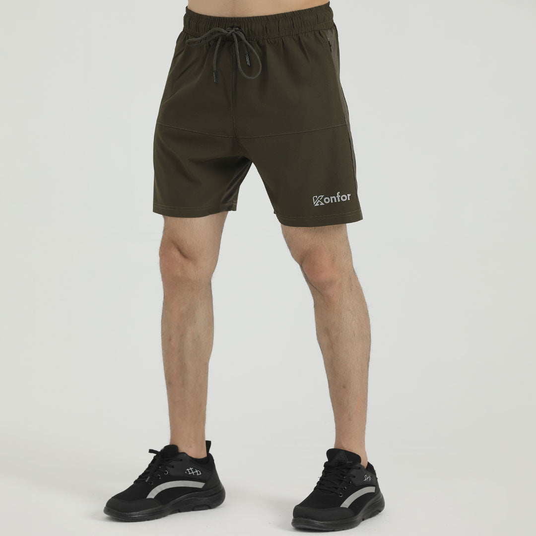 Olive Stretch  Micro Stretch fabric Sports Shorts for man by konfor 
