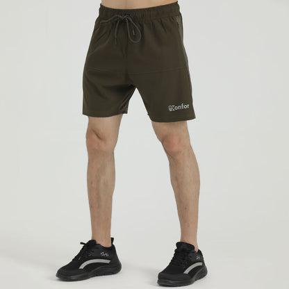 Olive Stretch  Micro Stretch fabric Sports Shorts for man by konfor 