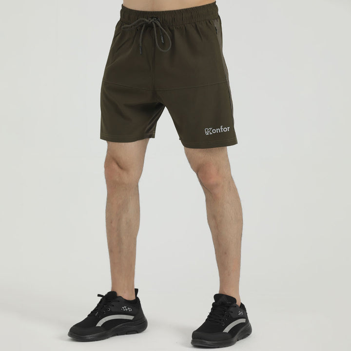 Olive Stretch  Micro Stretch fabric Sports Shorts for man by konfor 