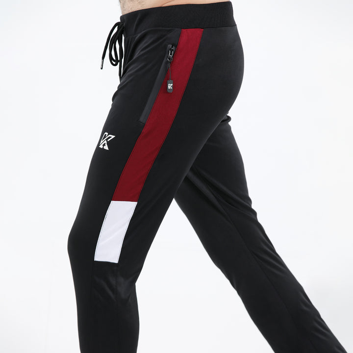The Nautical black and red white panel dry  fit trouser for man by konfor 